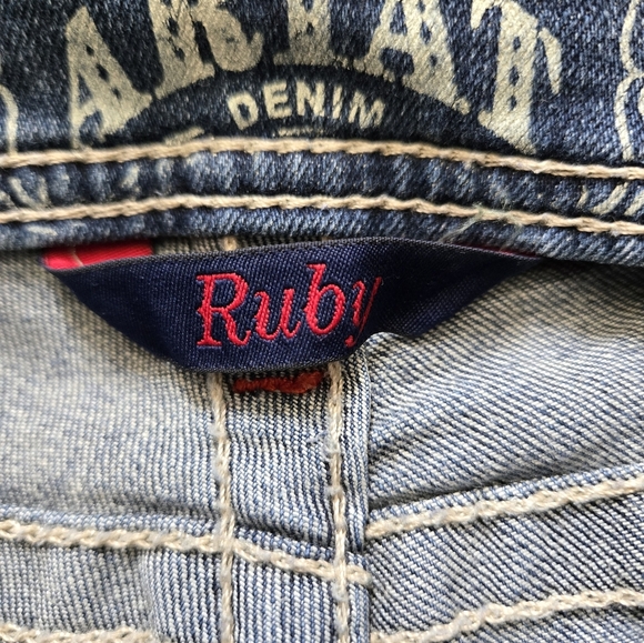 ARIAT "RUBY" Bootcut Flare Dark Wash Mid Rise Blue Jeans . 27L - Picture 10 of 16